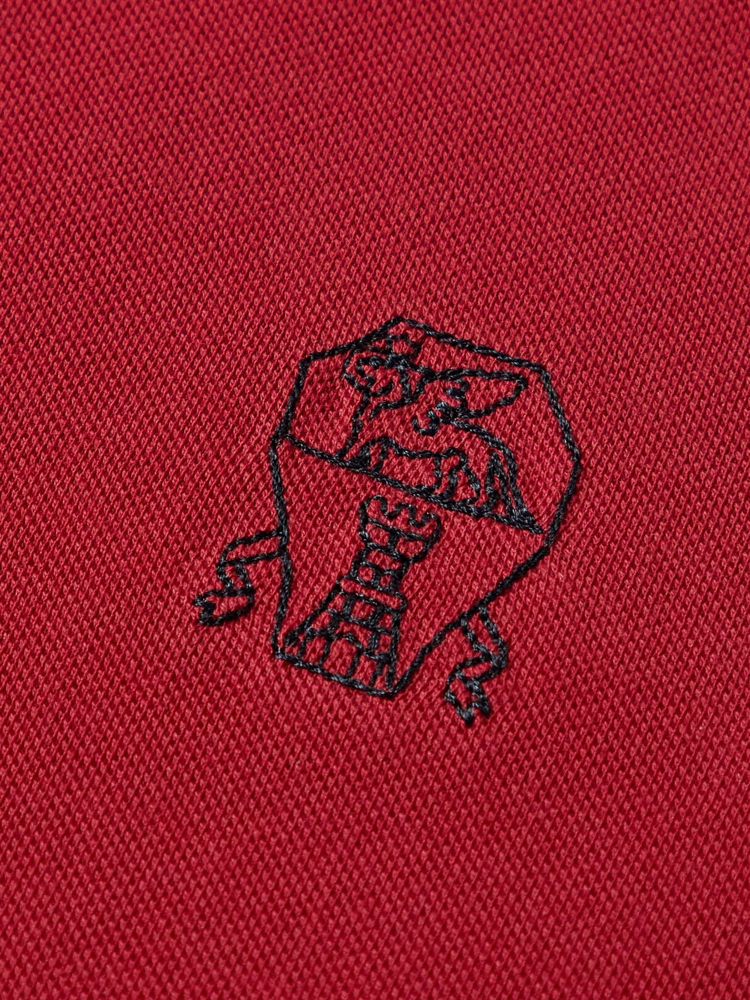 Slim-Fit Logo-Embroidered Cotton-Piqué Polo Shirt - 3