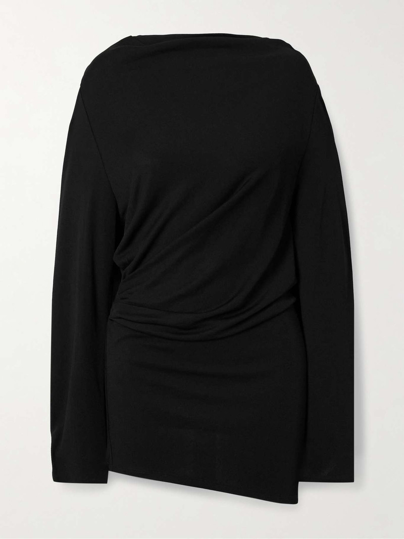 Croisière open-back draped jersey mini dress Black - 1