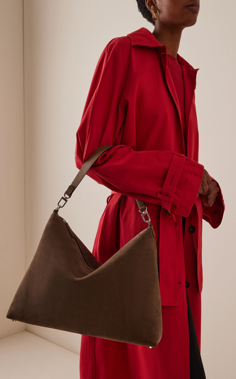 TOTEME Medium Bevel Suede Bag brown outlook