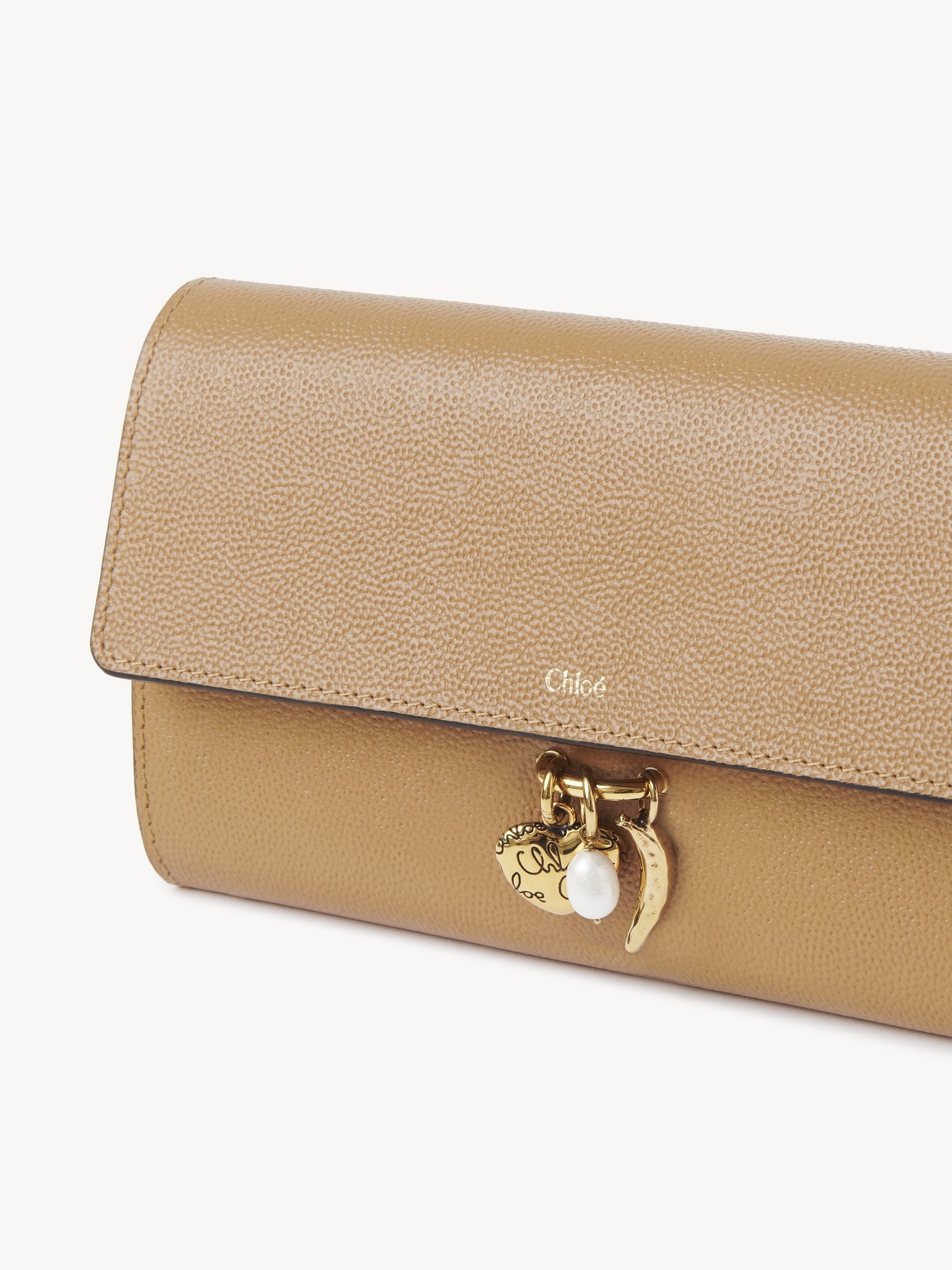 CHLOÉ CHARMS LONG WALLET WITH FLAP IN GRAINED LEATHER - 5