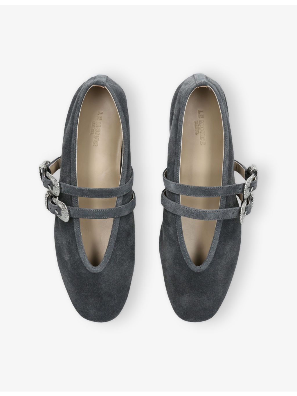 Claudia two-buckle suede flats - 2