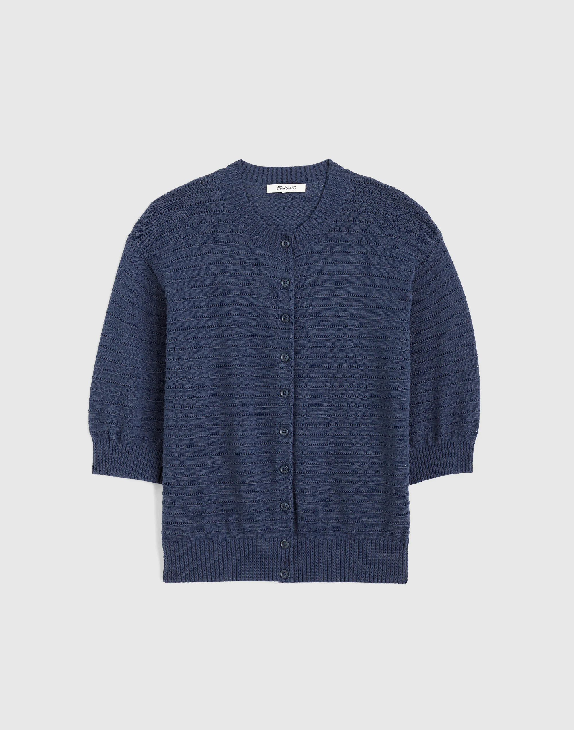 Textured Short-Sleeve Cardigan in 100% Cotton - 1