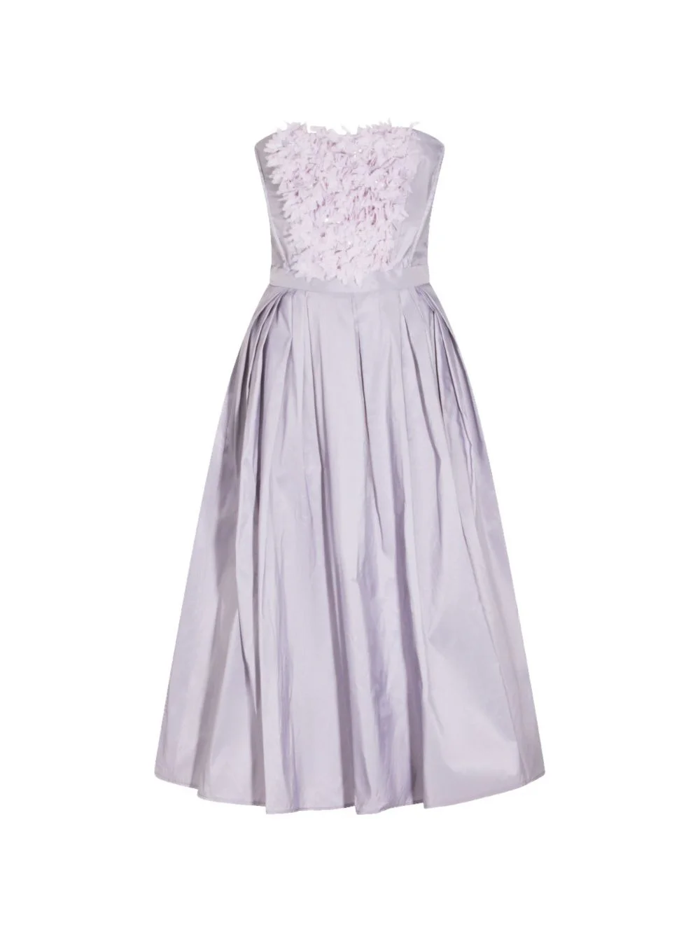 floral-appliqué strapless midi dress - 1