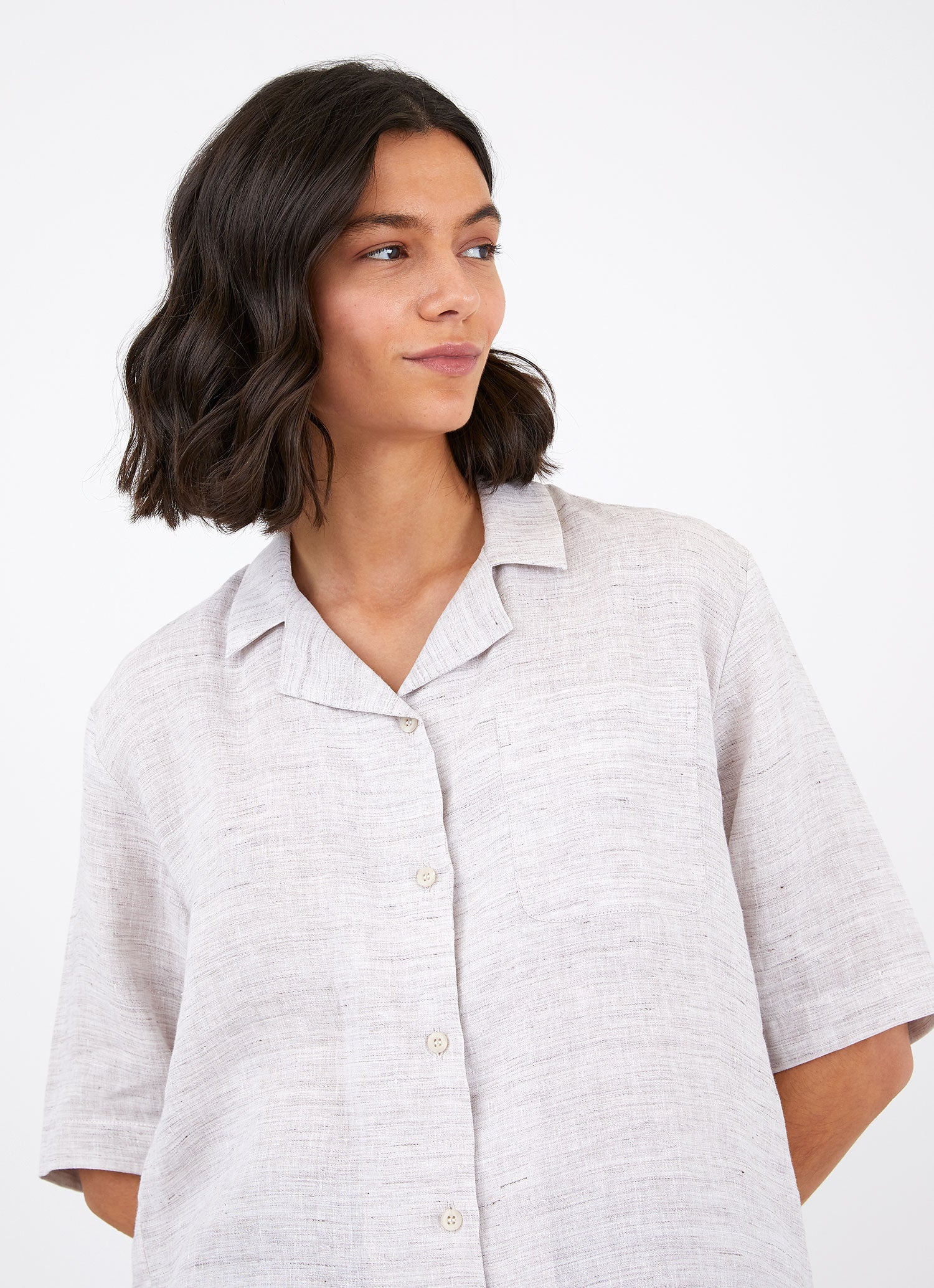 Short Sleeve Linen Shirt - 1