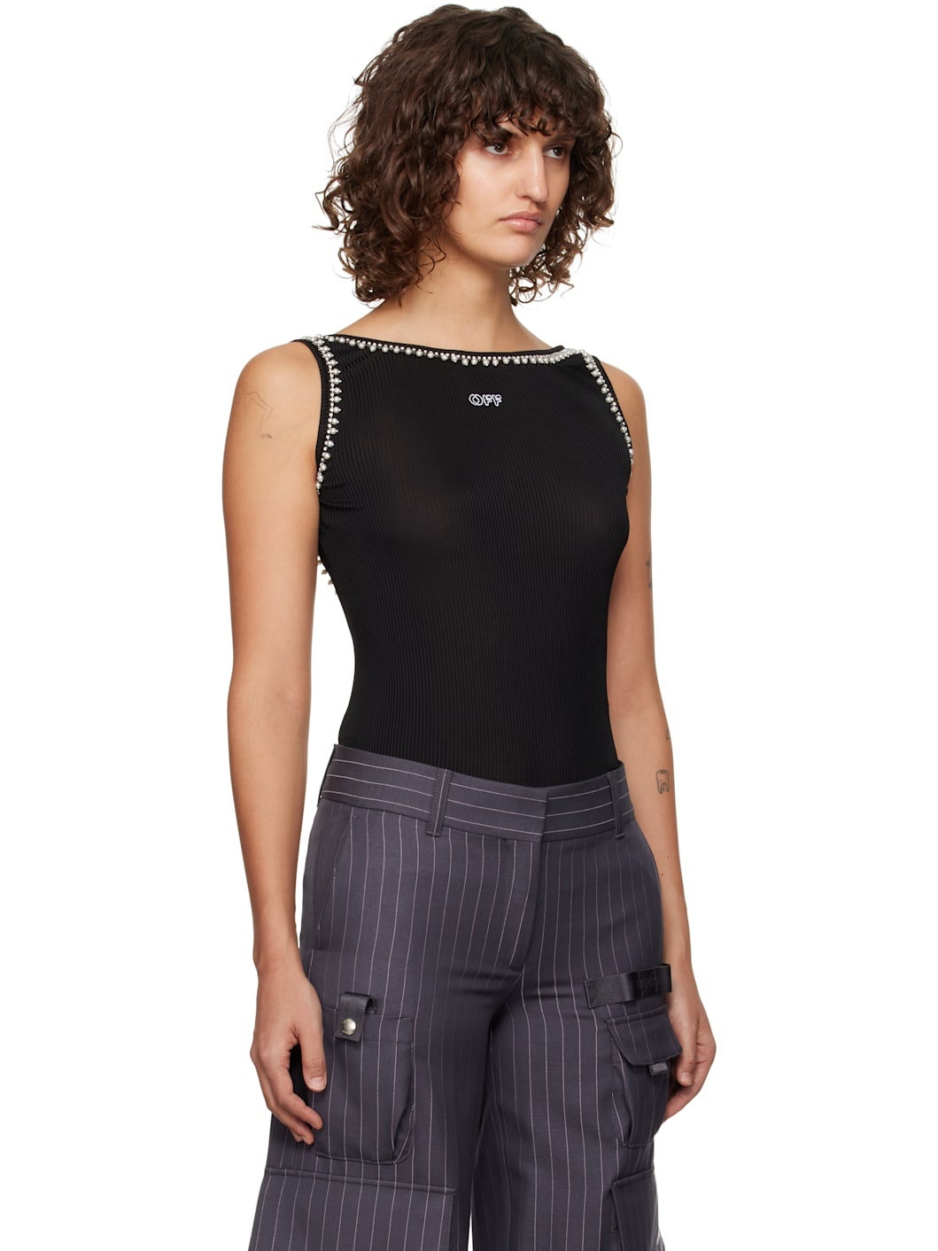 Black Light Rib Emb 20s Tank Top - 2