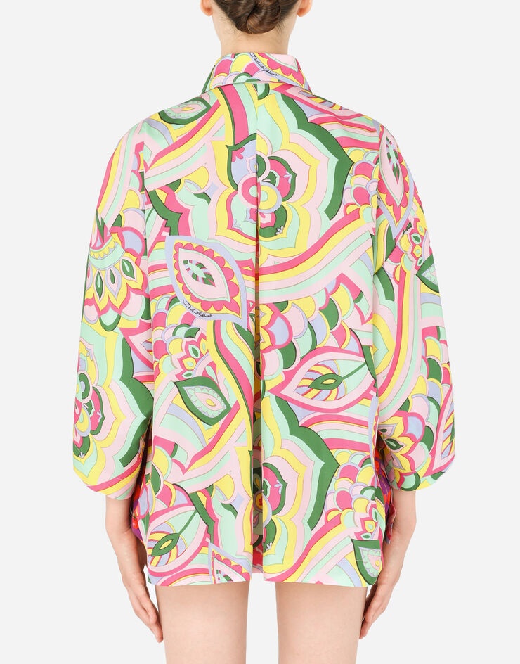 60s-print habotai shirt - 3
