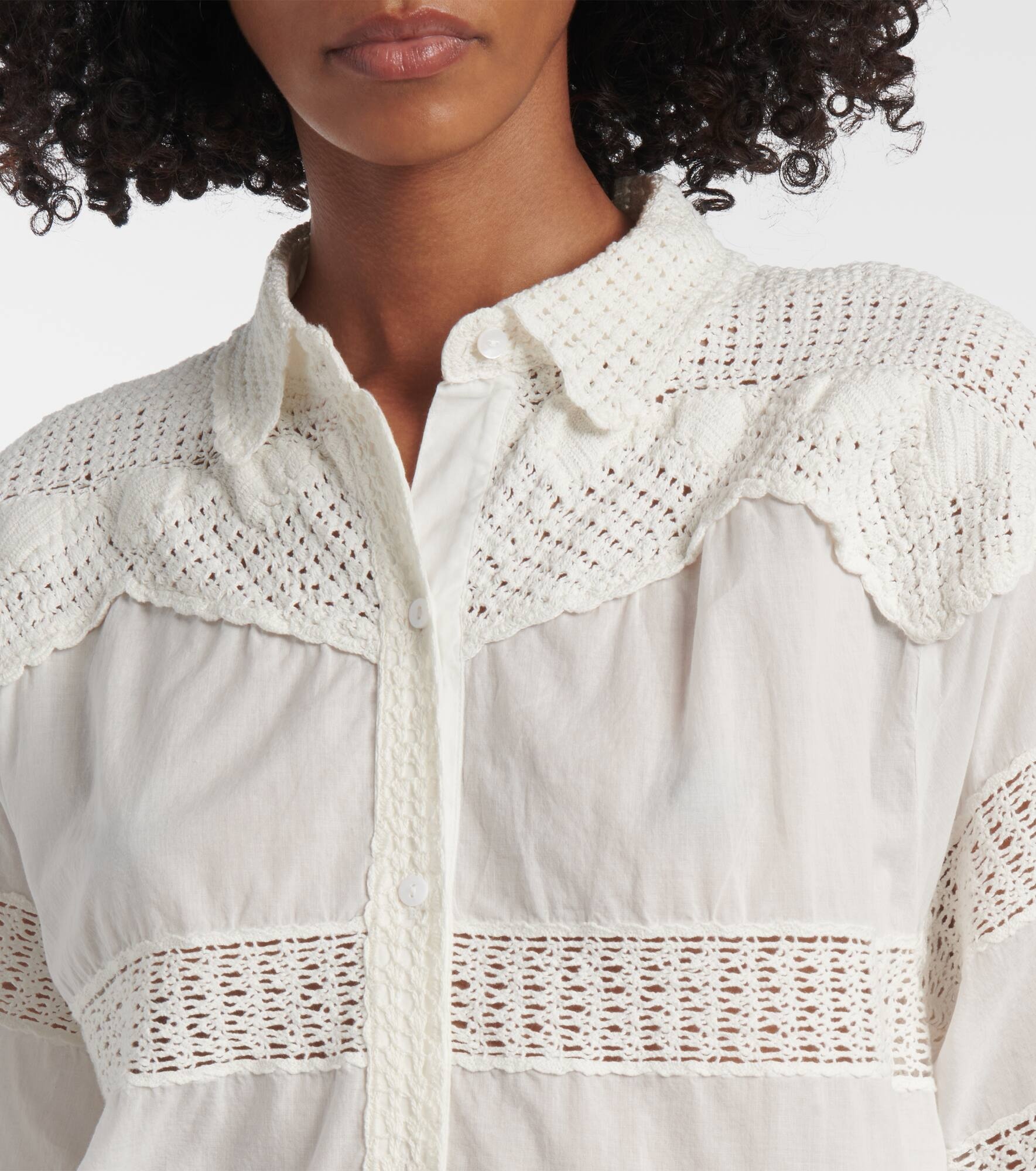 Amal paneled cotton crochet shirt - 4