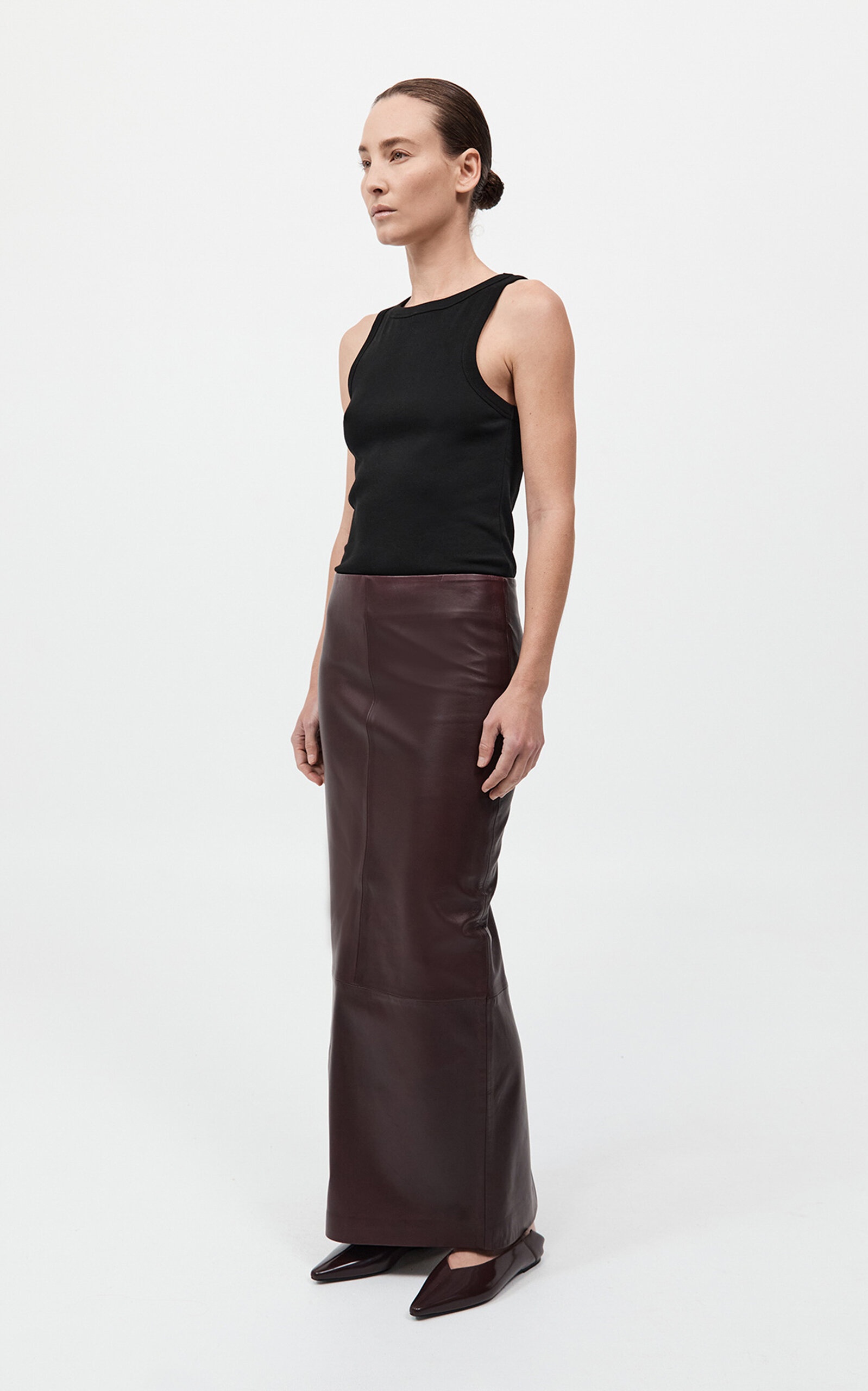 Leather Column Skirt red - 3