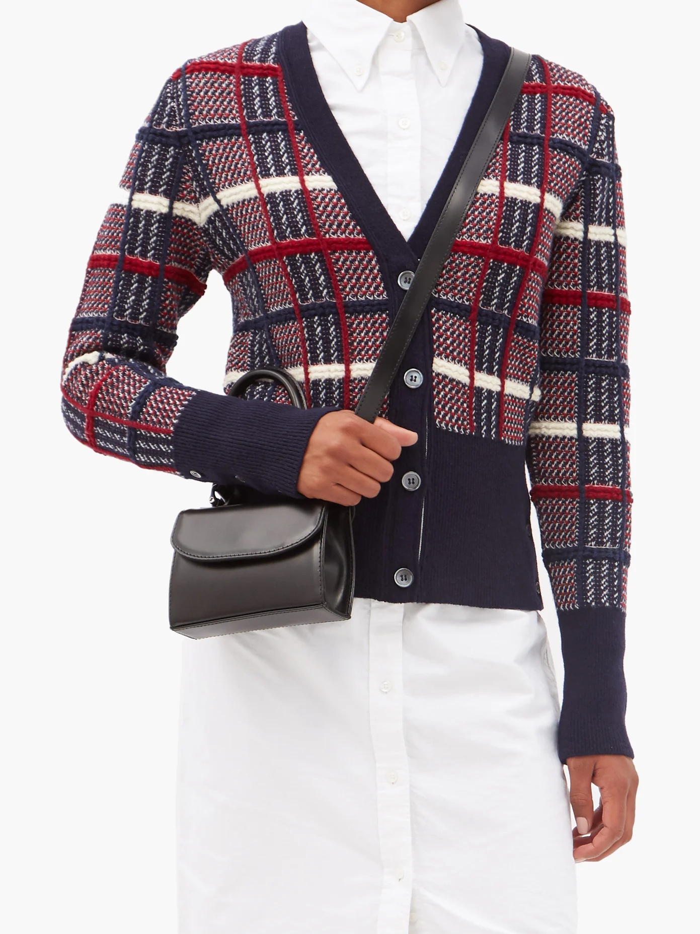 Checked-jacquard wool cardigan - 6