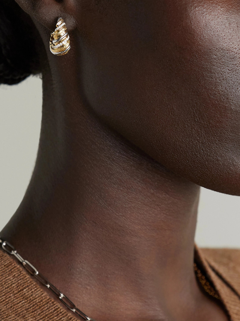 Yvonne Léon 9-karat Yellow And White Gold Diamond Hoop Earrings outlook