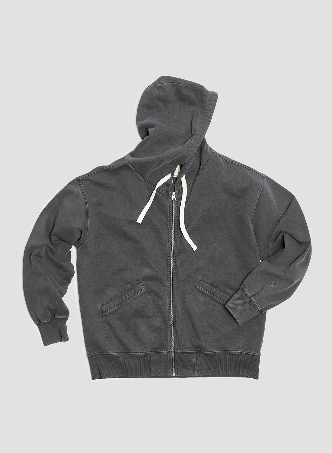 Nigel Cabourn Embroidered Arrow Zip Hoodie in Black | REVERSIBLE