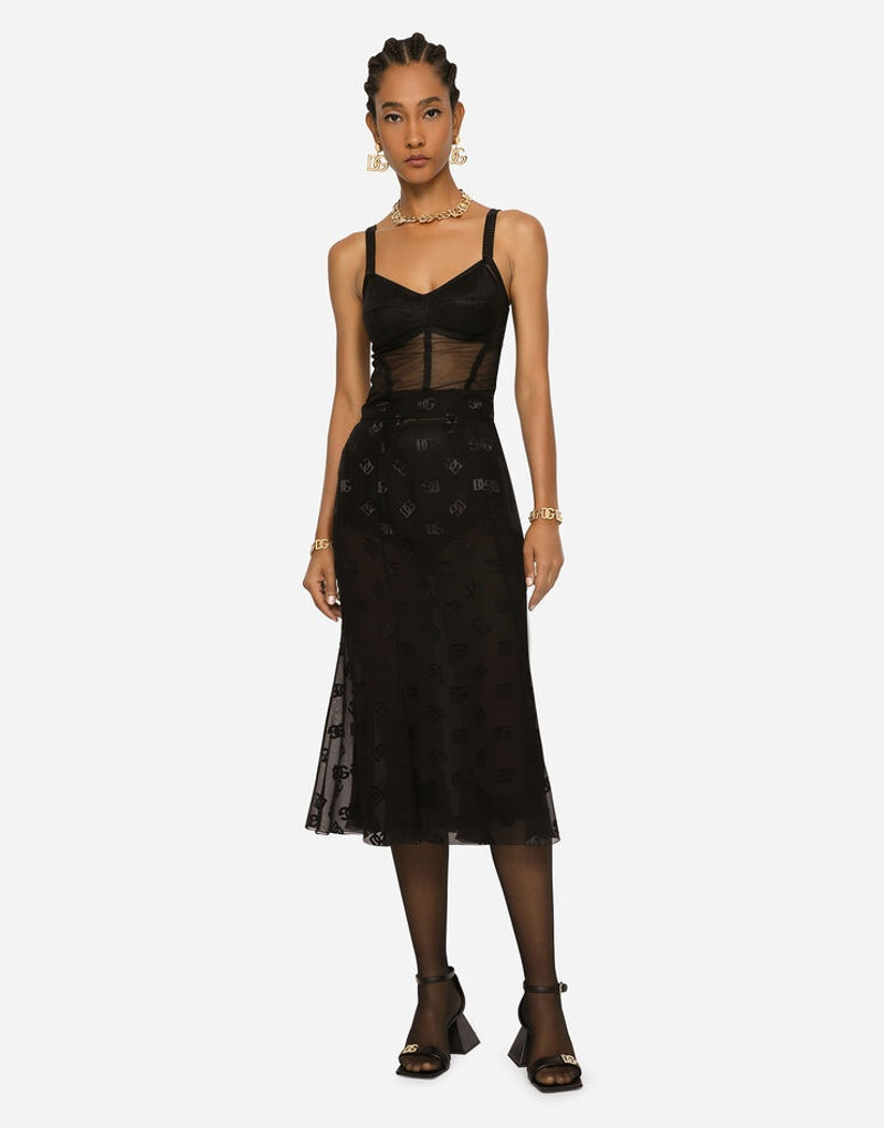 Devoré satin skirt with all-over DG logo 4