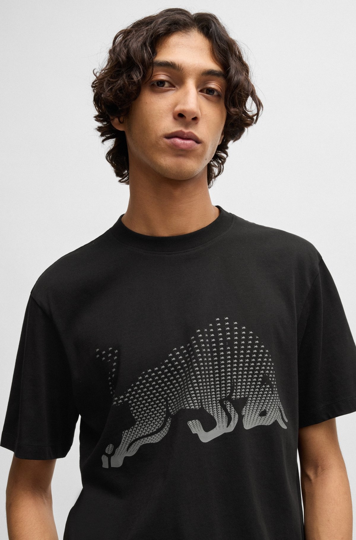 HUGO X RB COTTON-JERSEY T-SHIRT WITH DEGRADÉ BULL GRAPHIC - 3