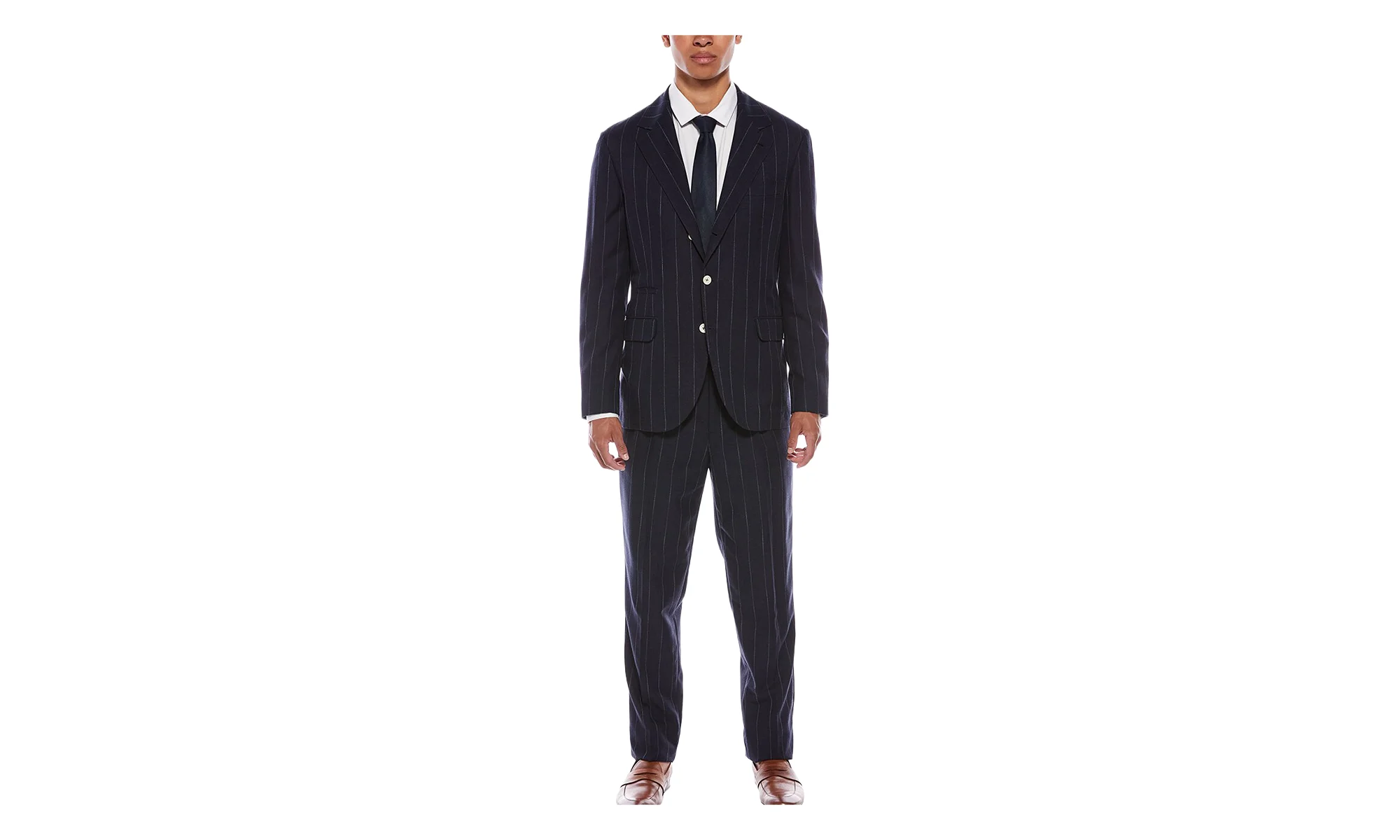 Chalk Stripe Regular Fit Suit Separate Jacket "Navy Blue" BRUN1051 - 1