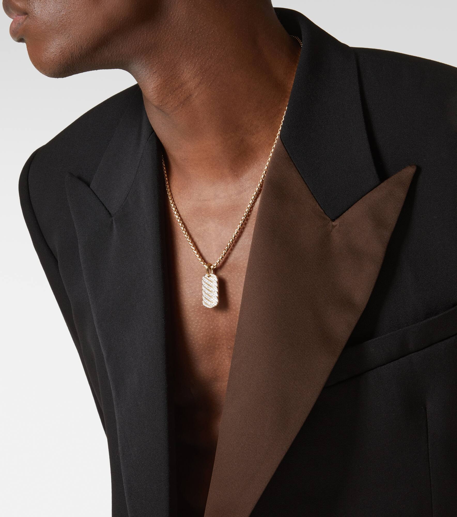 Sculpted Cable 18kt gold pendant with diamonds - 2