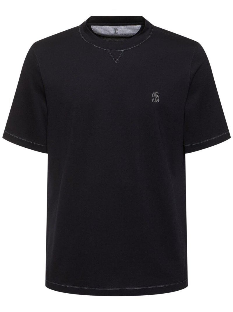 Brunello Cucinelli cotton logo t-shirt - 1