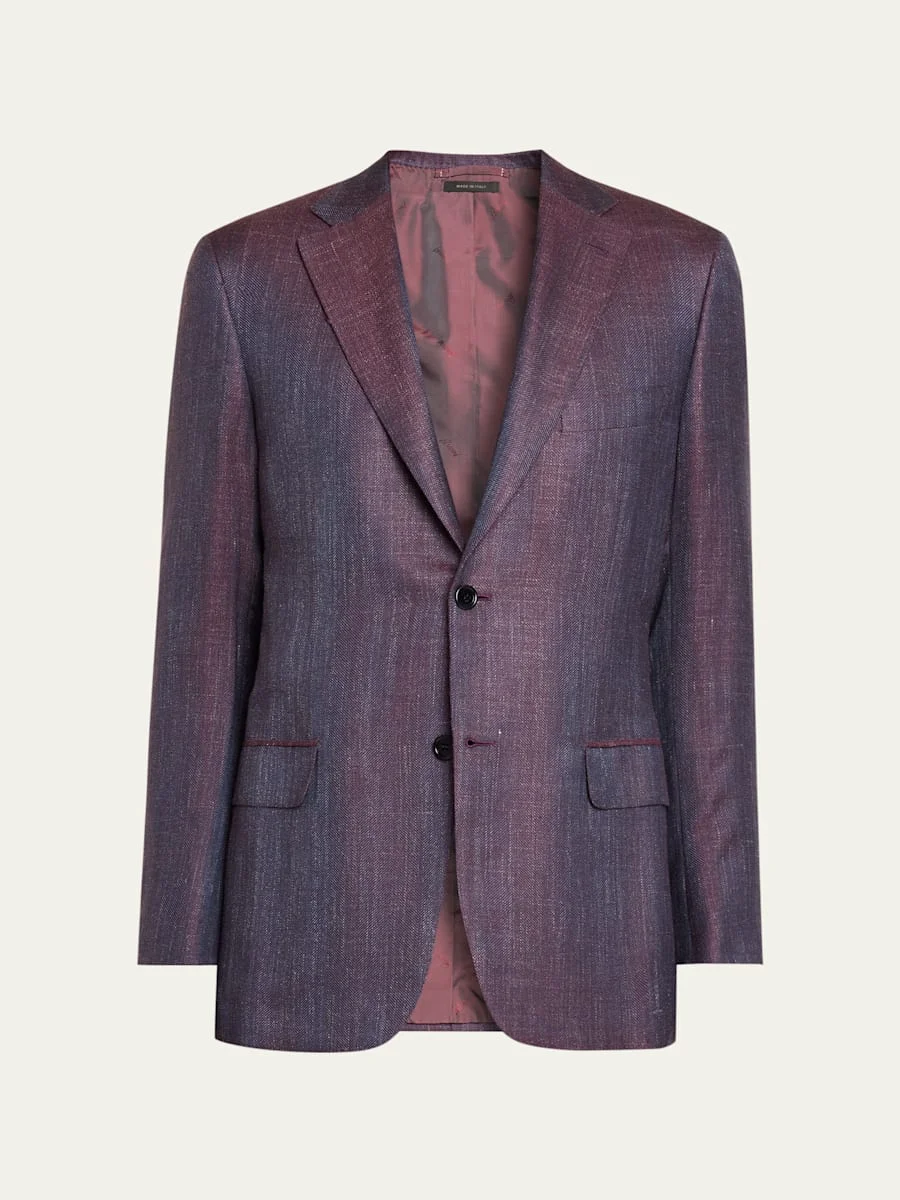 Men's Chevron Cashmere Single-Breasted Sport Coat - 1