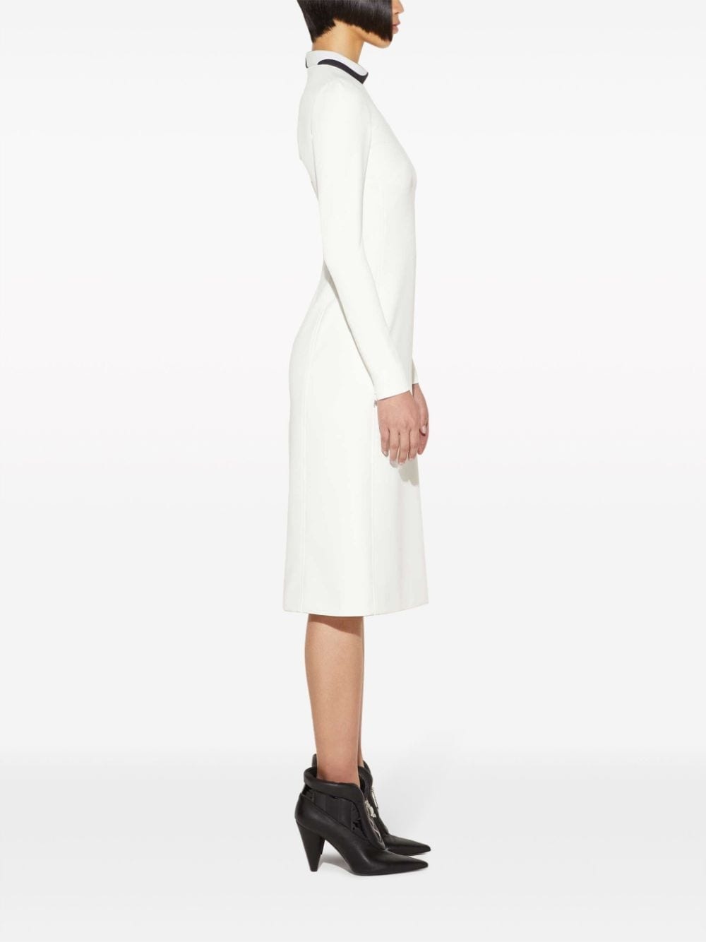 contrast-collar midi dress - 3