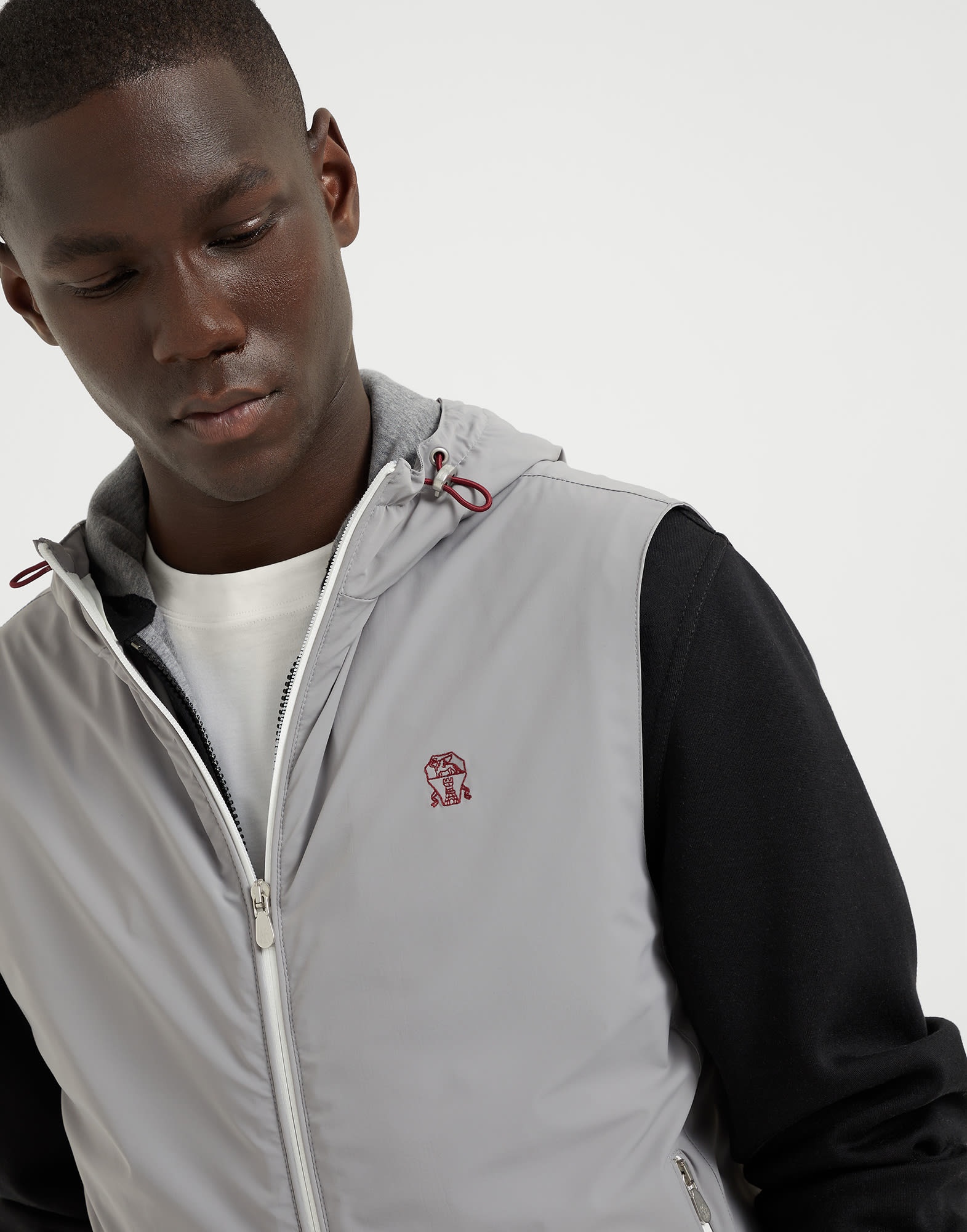 Bonded nylon hooded vest with logo - 3