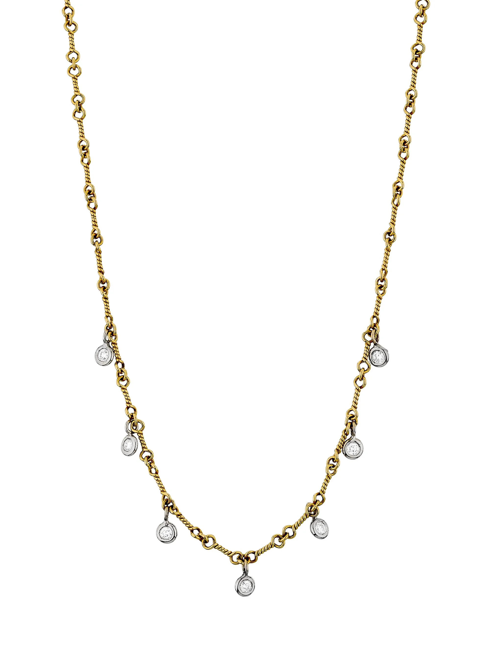 Women's Diamonds By The Inch Two-Tone 18K Gold & 0.26 TCW Diamond Dogbone Chain Necklace - Yellow Go - 1