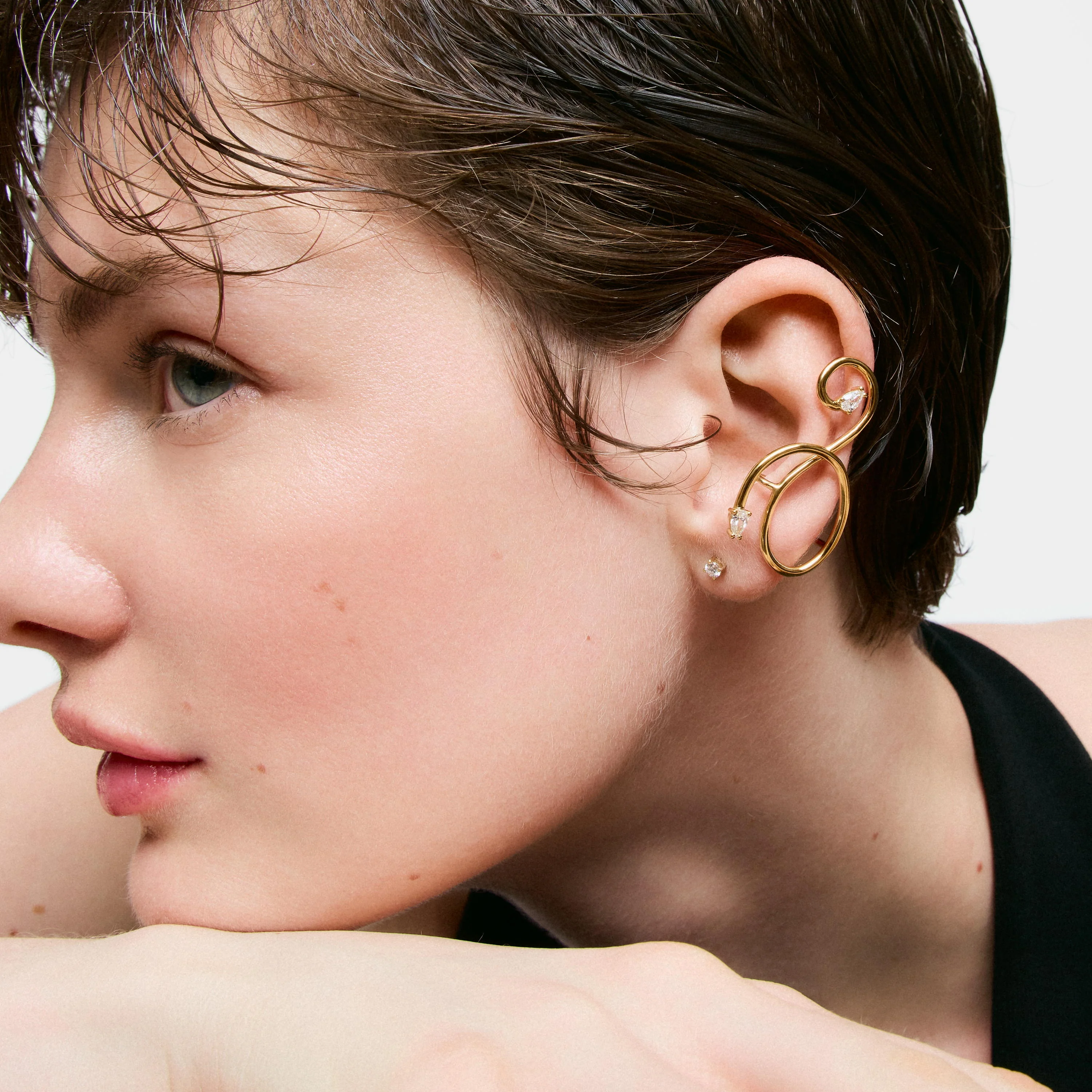 Spiral Earcuff with 18K gold vermeil and laboratory-grown diamonds Lio LGD - 1