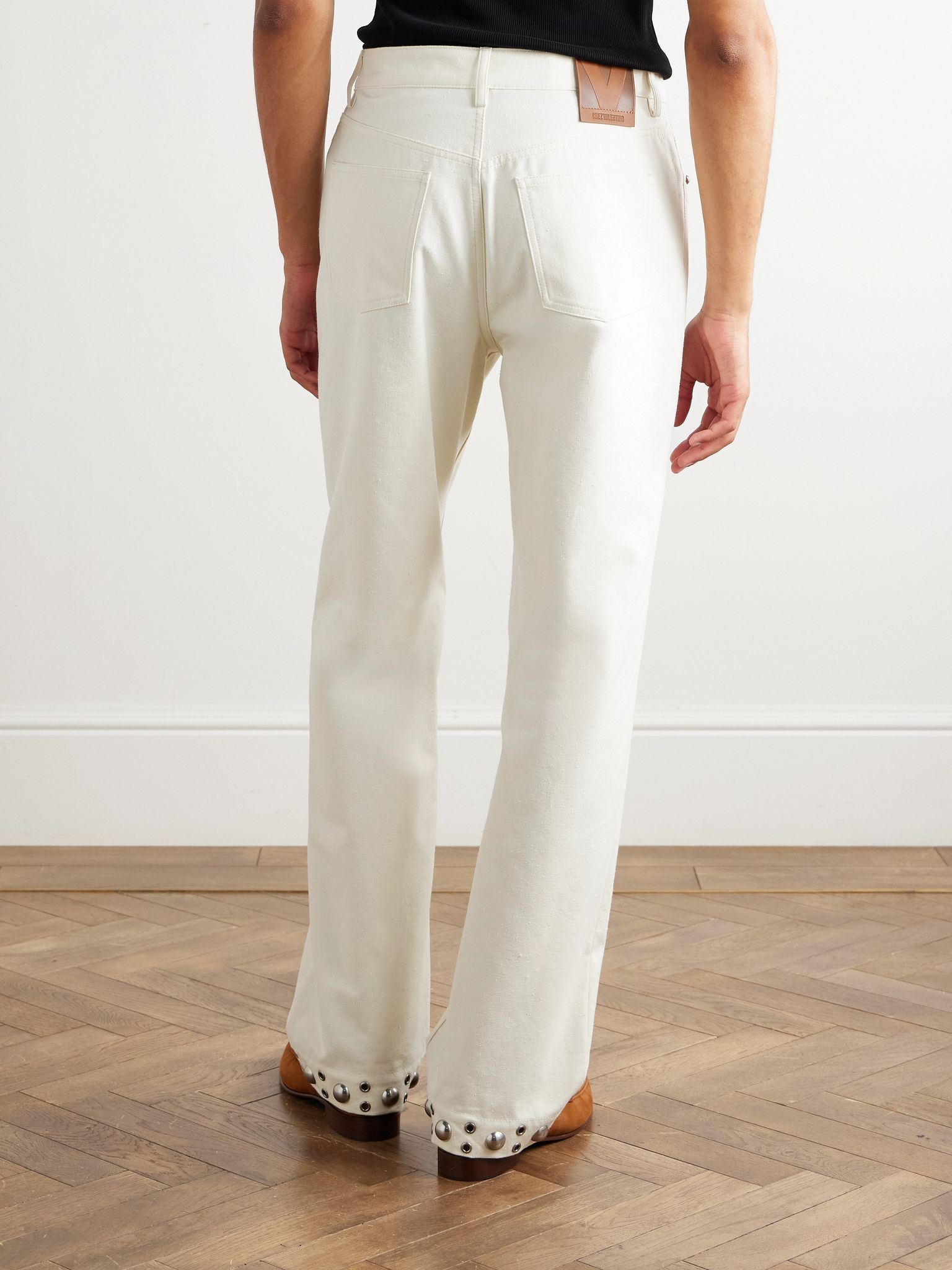 Straight-Leg Embellished Jeans White - 4