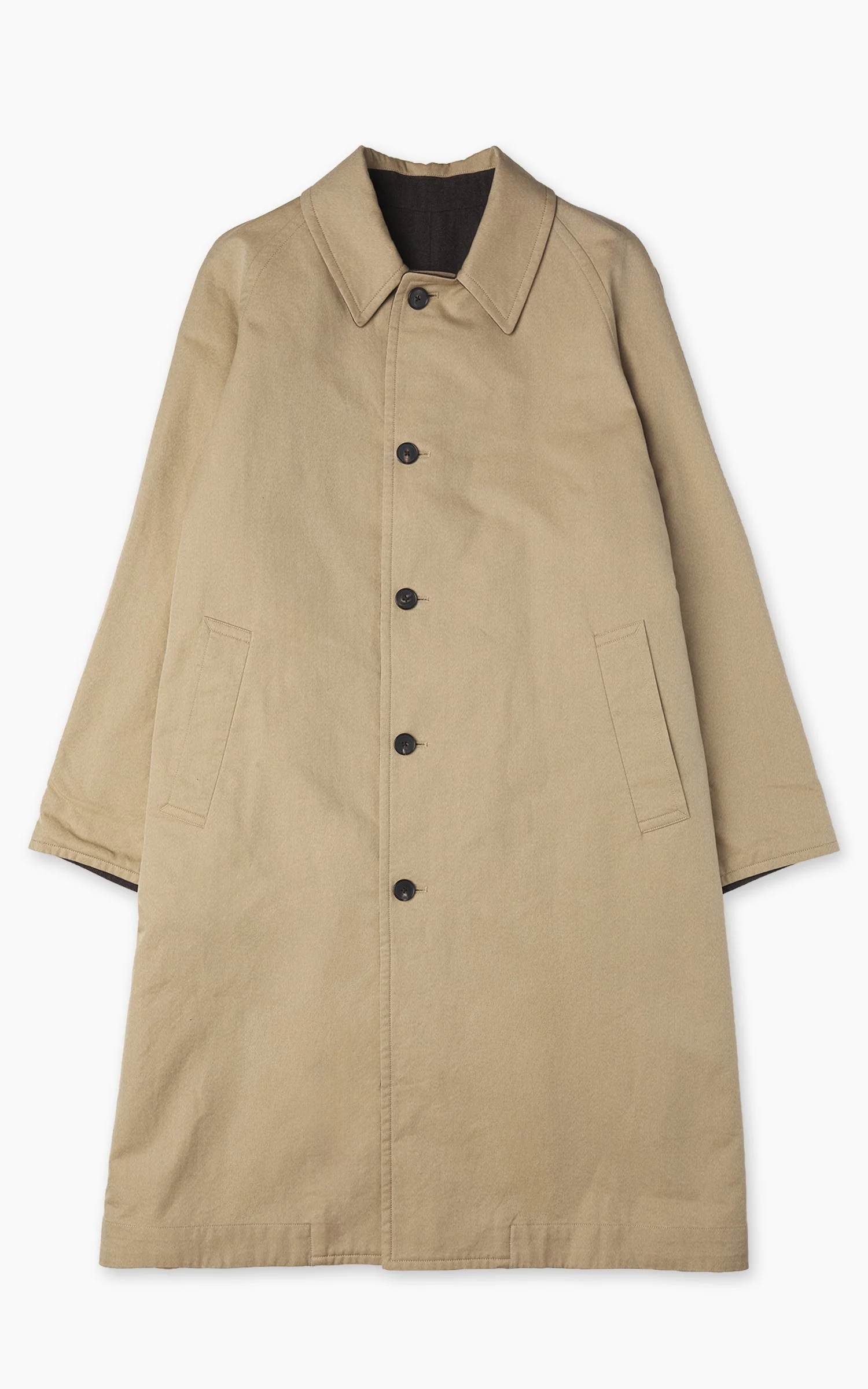 KAPTAIN SUNSHINE UMBRELLA COAT COTTON MOCK TWIST KHAKI - 1