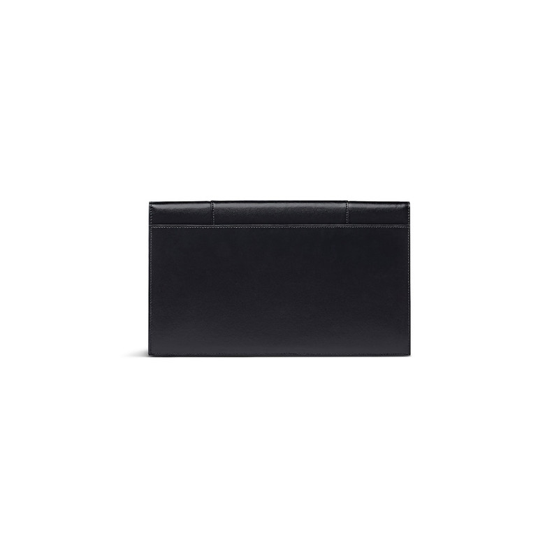 BALENCIAGA Women's Hourglass Flat Pouch With Flap In Box in Black outlook