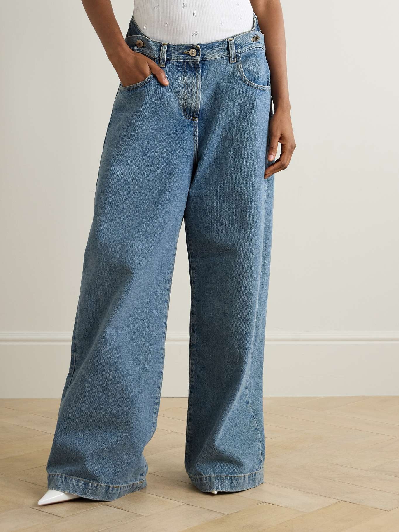 Layered high-rise wide-leg jeans - 3