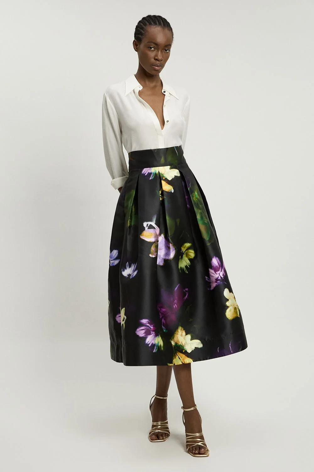 Floral Woven Twill Prom Skirt - 1