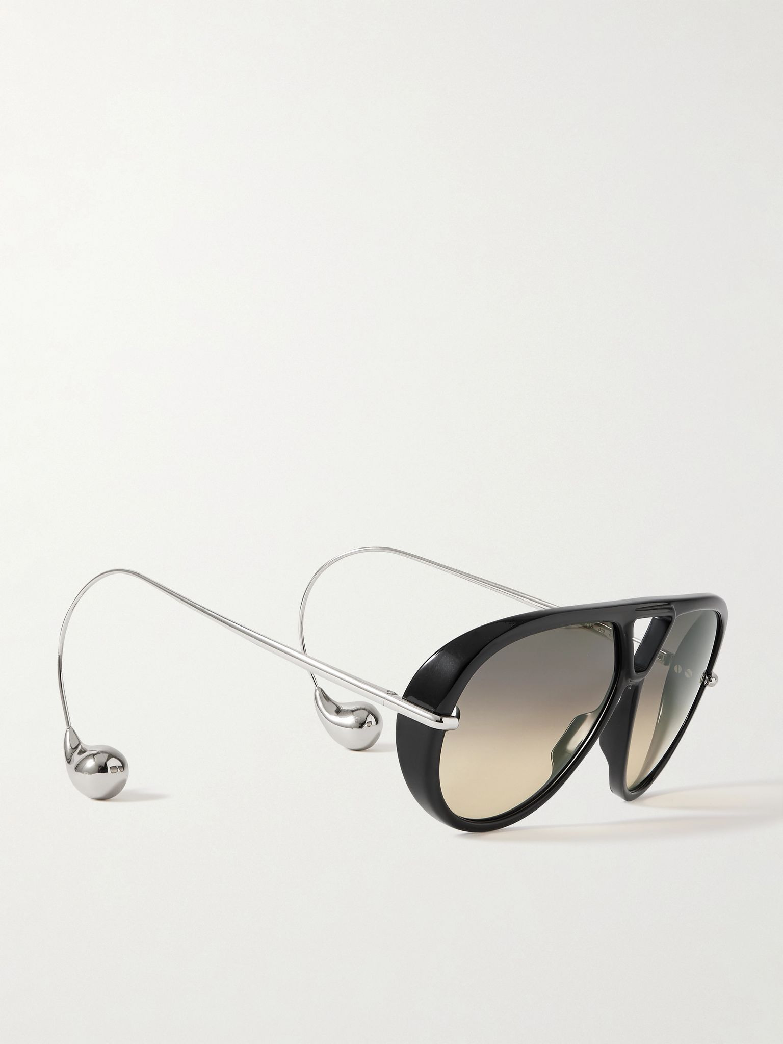 Aviator-style acetate and silver-tone sunglasses Silver - 3