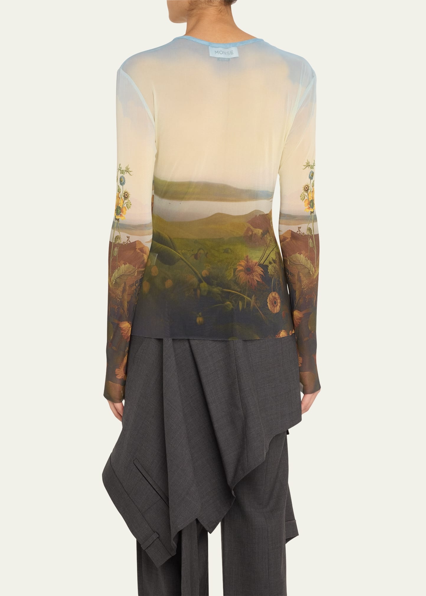 Sunflower Print Mesh Top - 3
