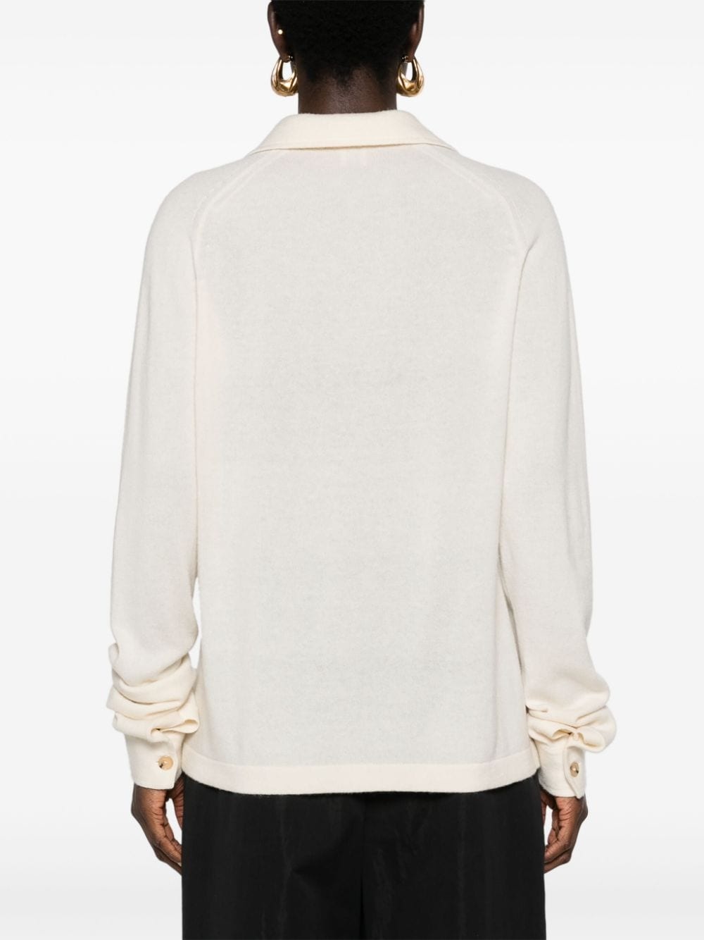 straight-collar cashmere shirt - 4