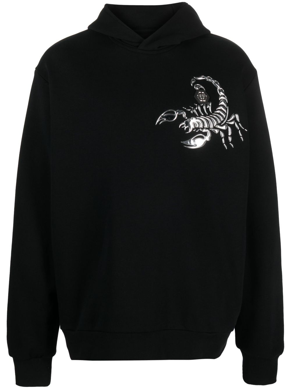 Scorpion appliqué-detail cotton hoodie - 1
