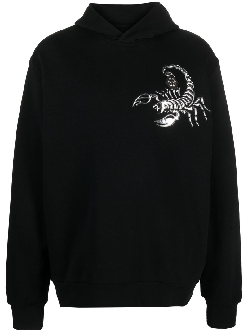 Scorpion appliqué-detail cotton hoodie 1