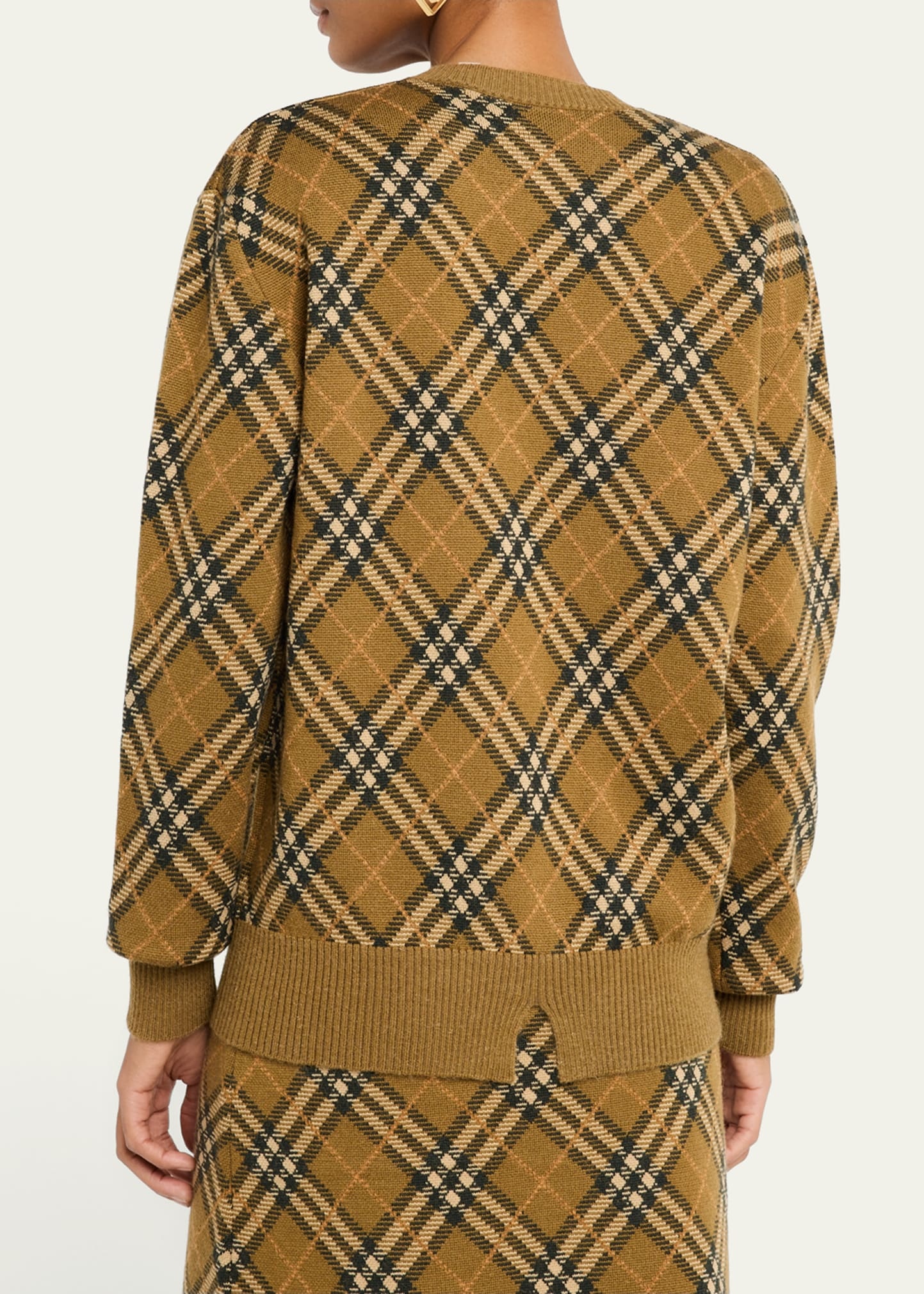 Wool Check Crewneck Sweater - 3