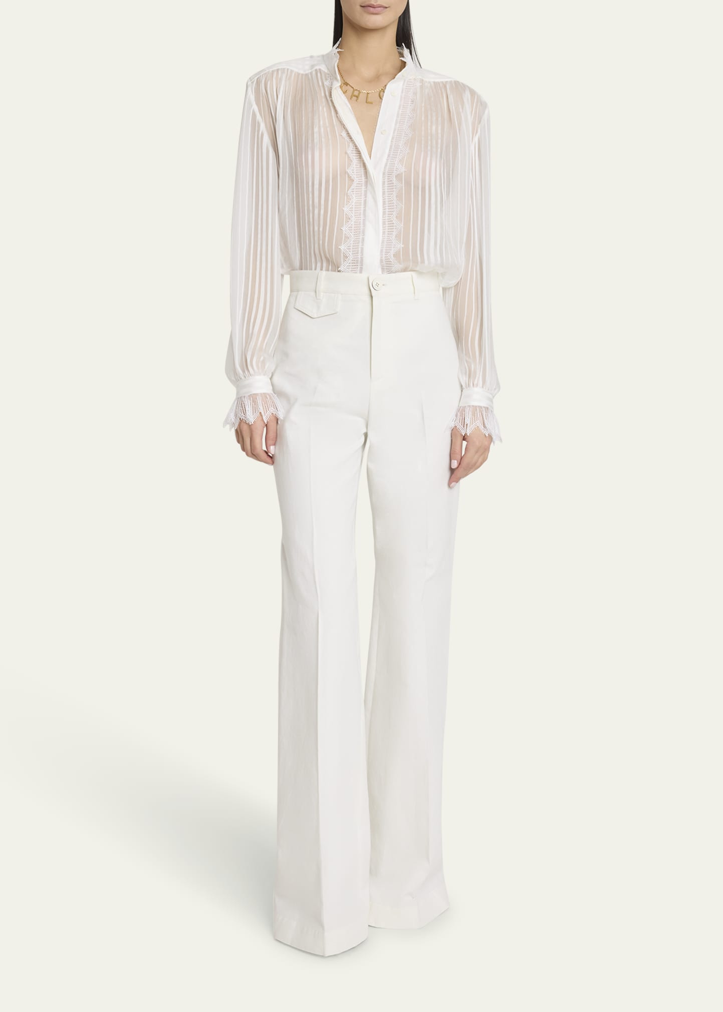 Tonal Striped Silk Blouse - 2