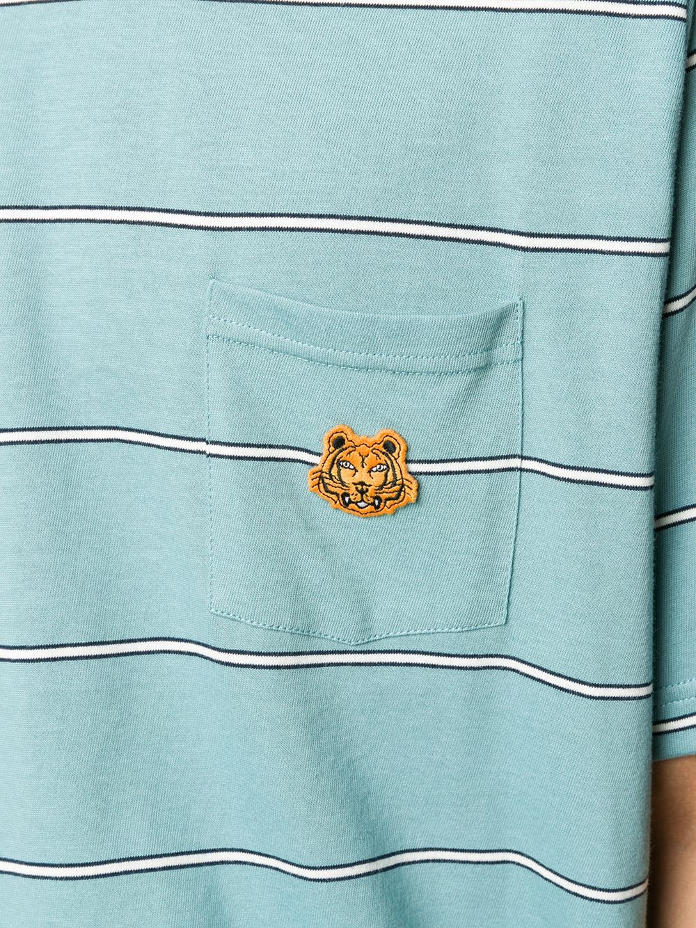 tiger patch striped T-shirt - 5