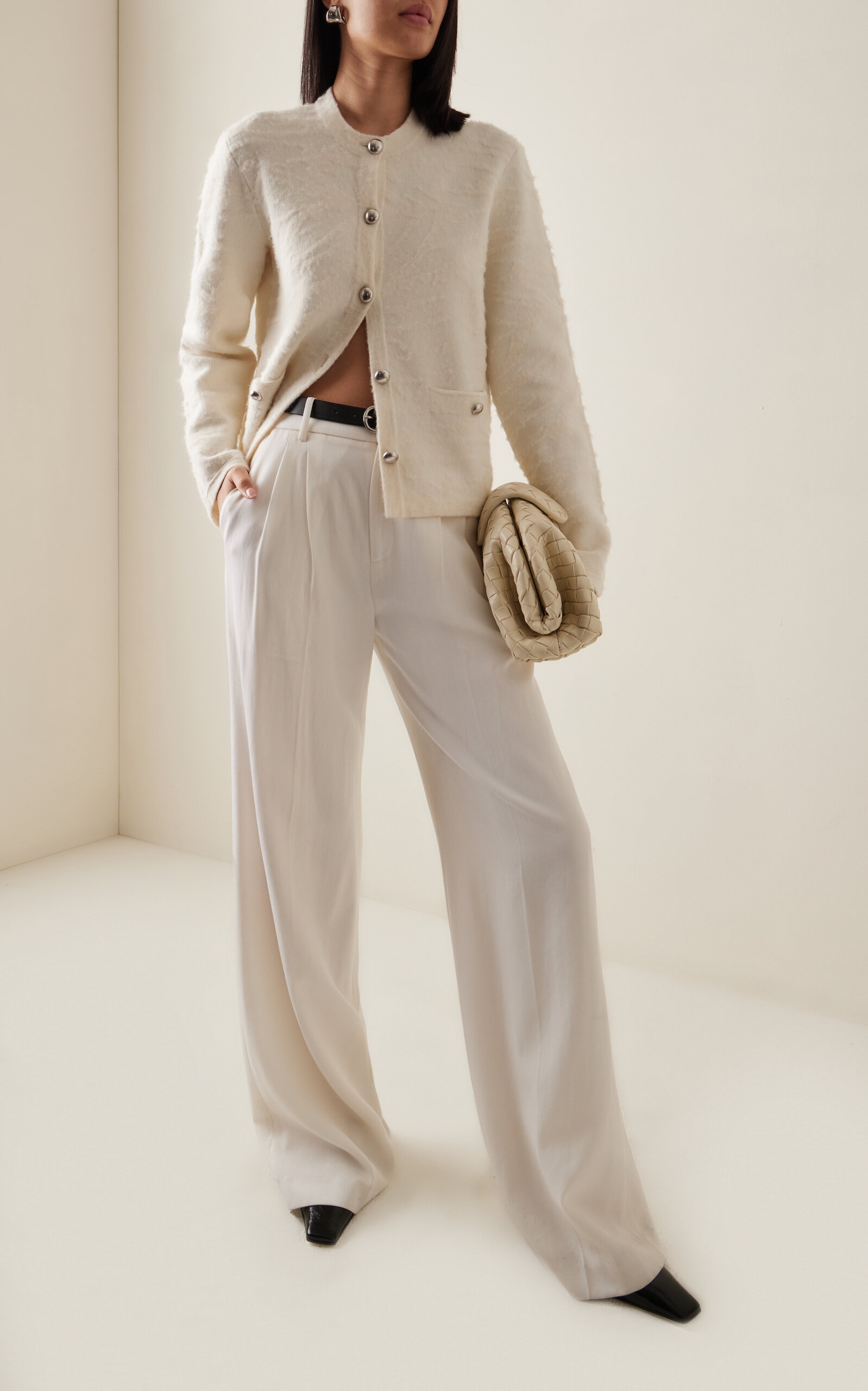Josephine Brushed Knit Cotton Cardigan ivory - 2