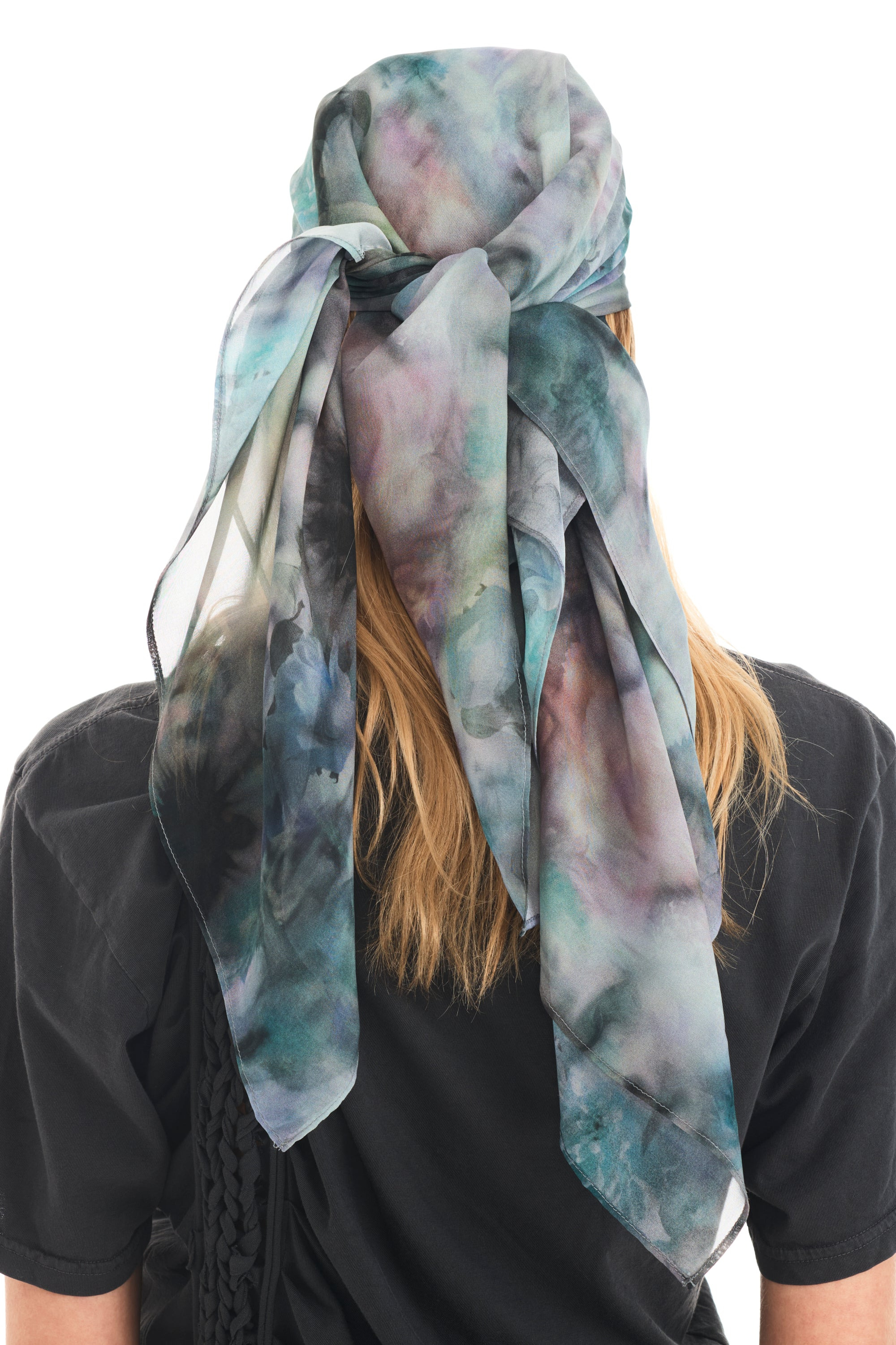 STAINED FLORAL PRINCESS FOULARD SCARF - 2