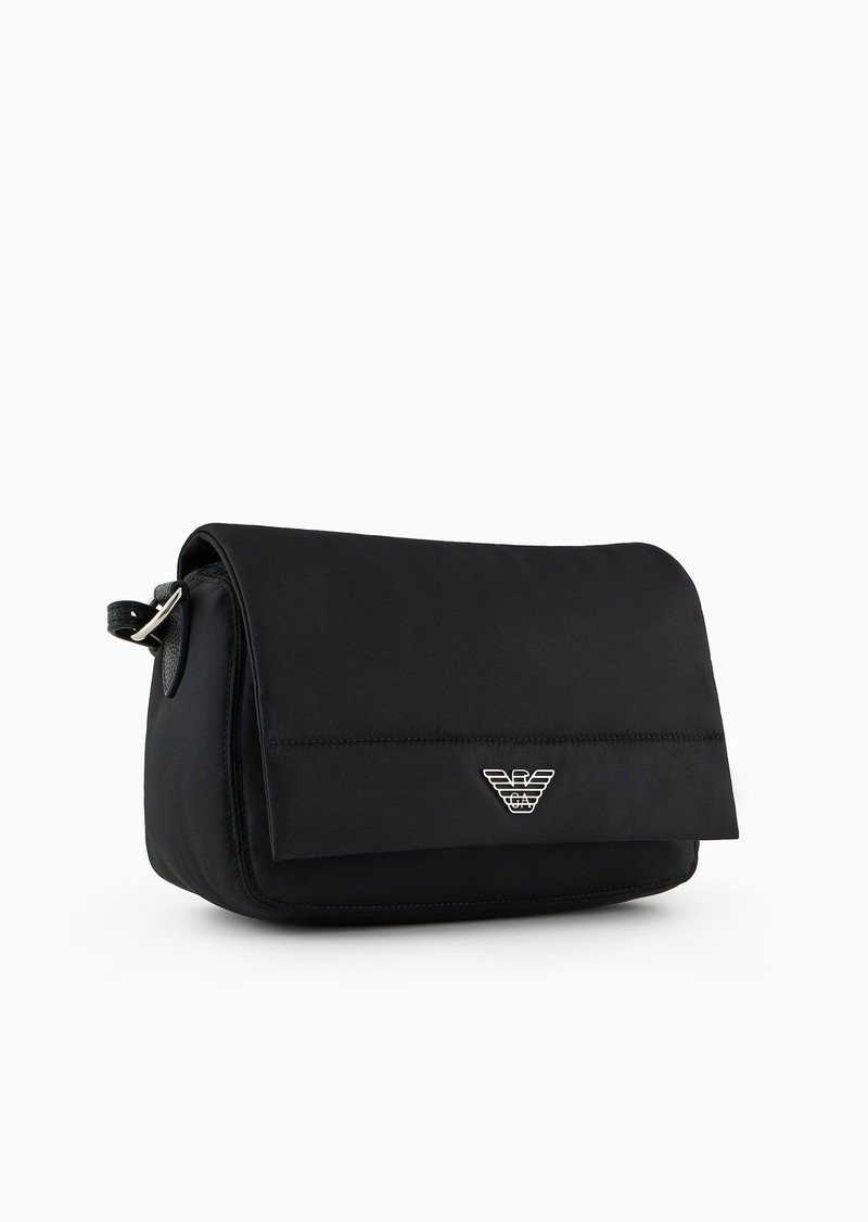 EMPORIO ARMANI ASV recycled nylon shoulder bag with eagle plaque outlook