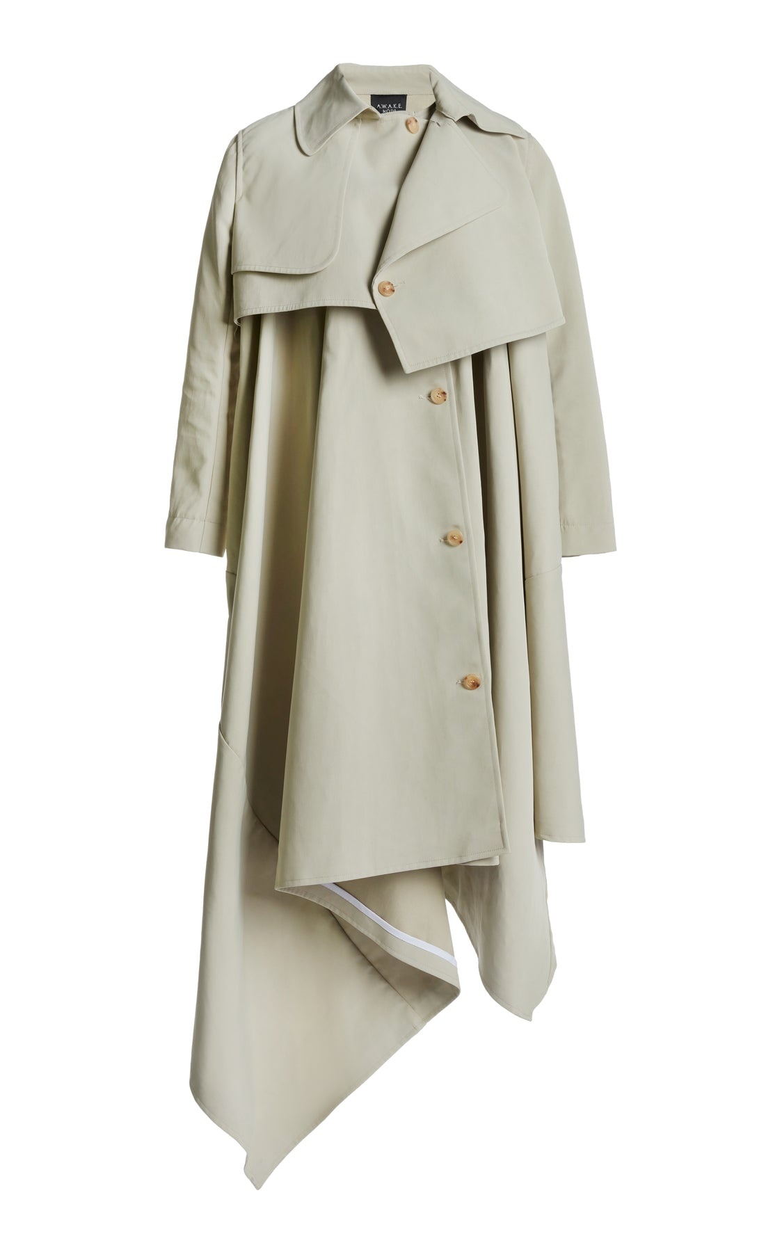 DOUBLE BREASTED COAT WITH ASYMMETRIC CUT LIGHT KHAKI - 11