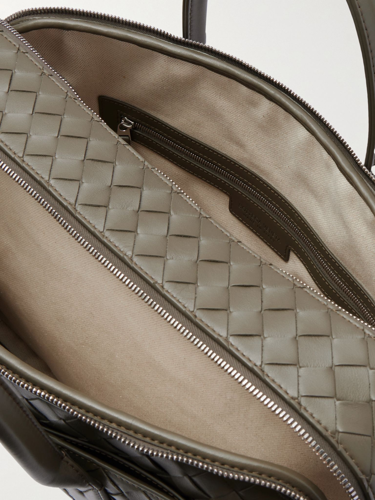 Intrecciato Leather Briefcase Green - 5