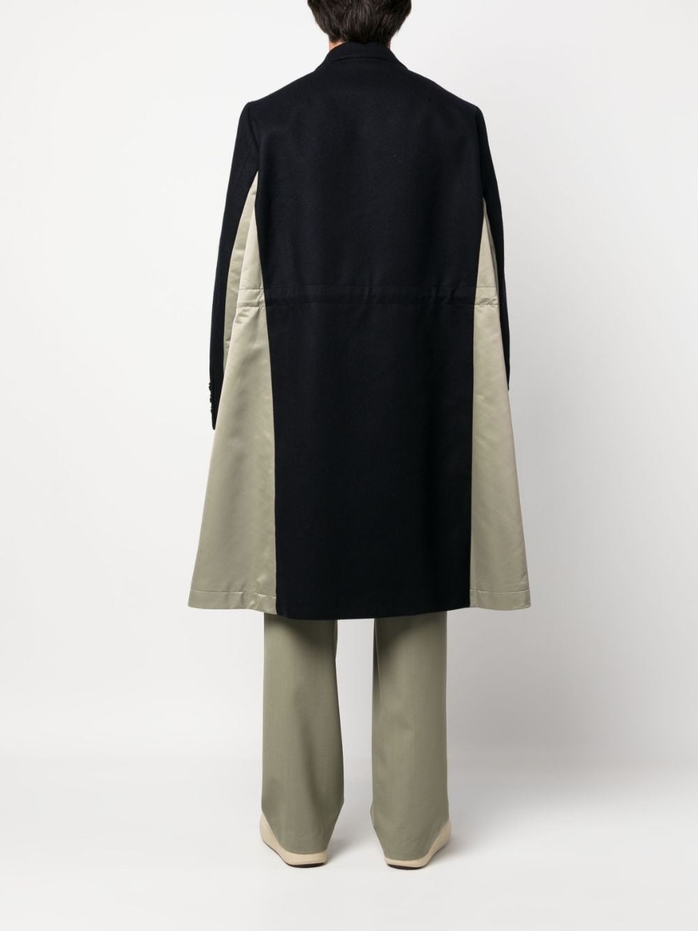 drawstring-waist wool coat - 4