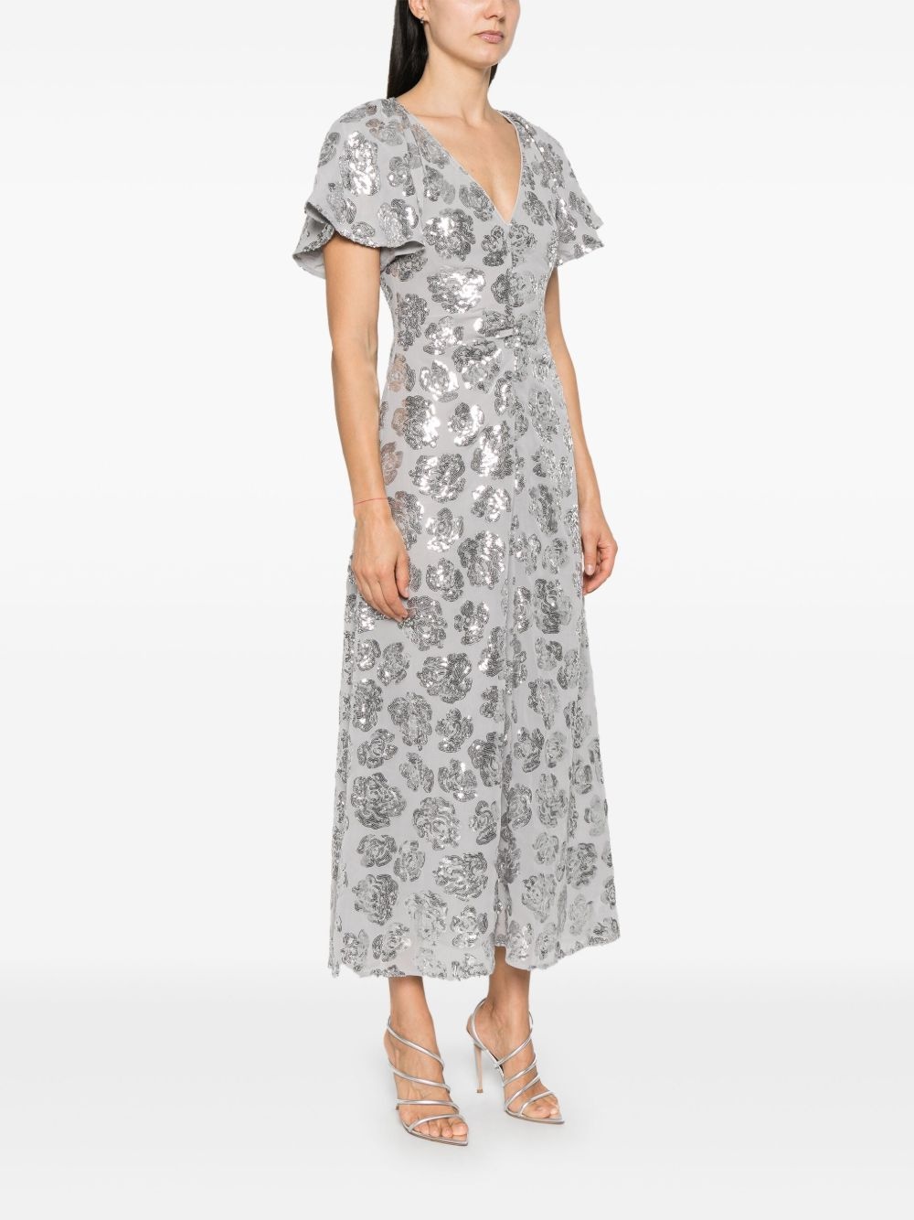 sequin-embellished chiffon midi dress - 3