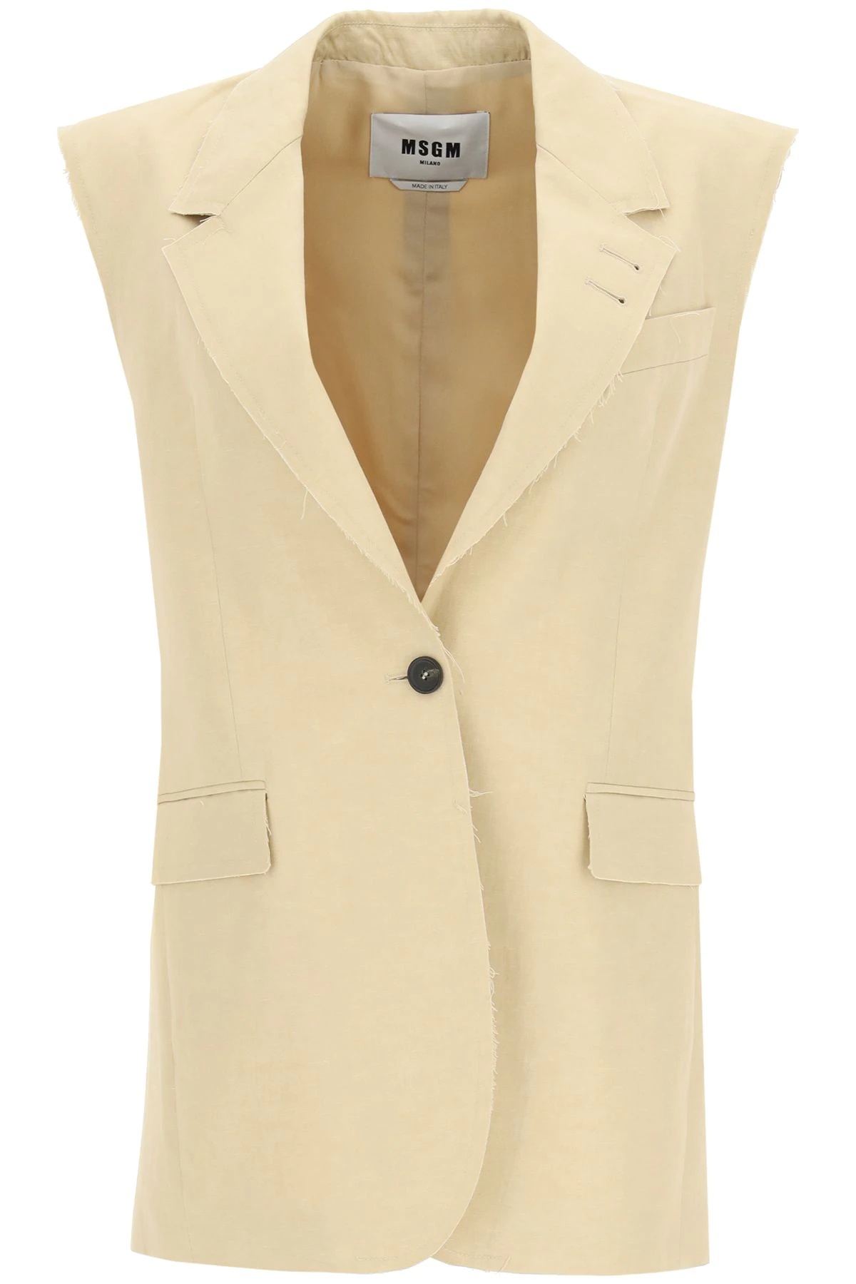 SINGLE-BREASTED VEST IN COTTON AND LINEN - 1