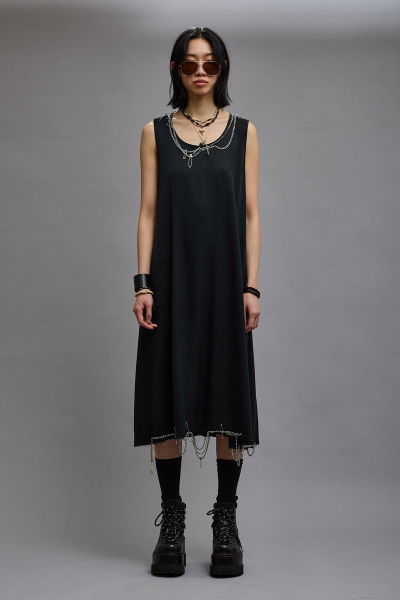 R13 CHAIN EMBELLISHED MIDI - BLACK outlook