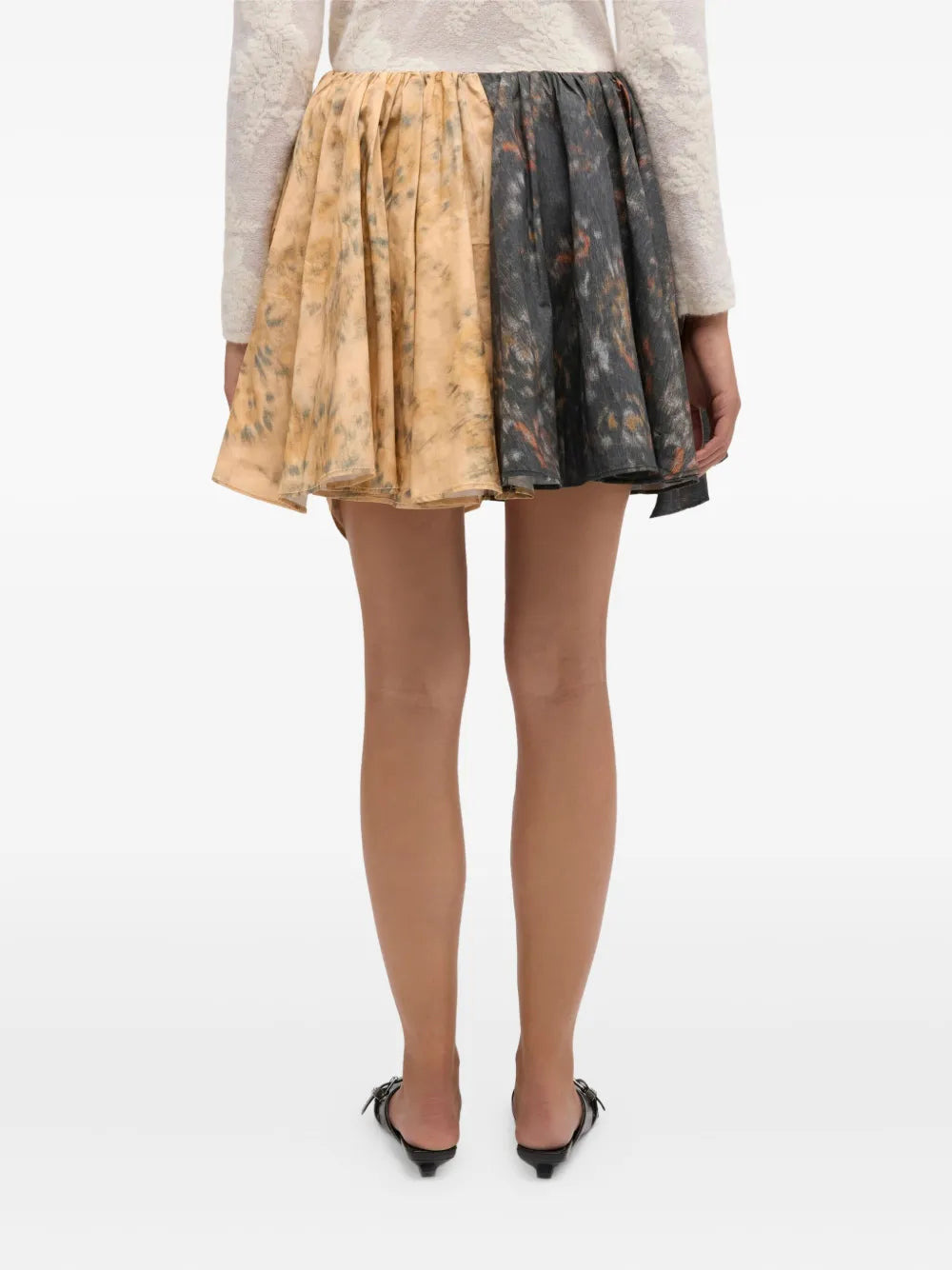 Printed Stretch Cotton Draped Skirt - 3