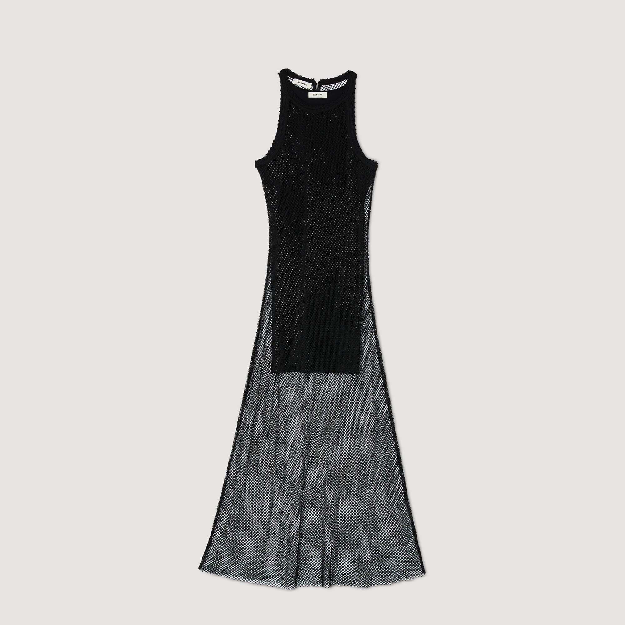 LONG SHINY MESH DRESS - 1