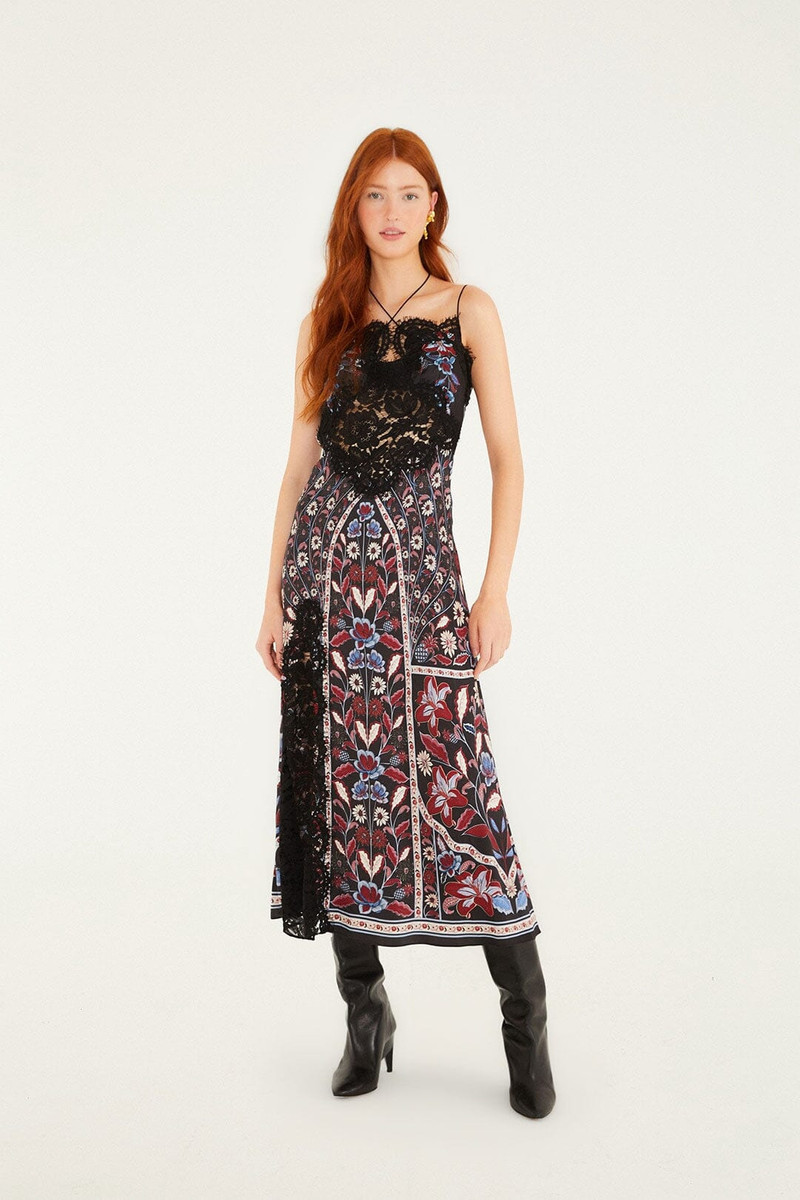 Black Marcelle Lace Lenzing™ Ecovero™ Viscose Slip Midi Dress 1